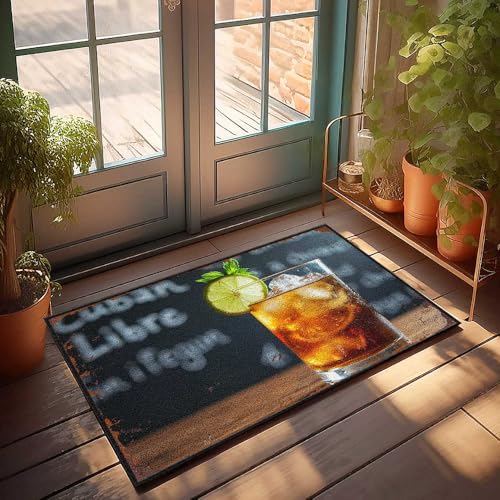 FZFN Fußmatten für den Außenbereich, gekühlt, kubanische Libre mit Limette und Minze auf Holz, Bar-Fußmatte, Männerhöhle, Möbel, 40 x 60 cm FZFN Fußmatten für den Außenbereich, gekühlt, kubanische Libre mit Limette und Minze auf Holz, Bar-Fußmatte, Männerhöhle, Möbel, 40 x 60 cm von FZFN