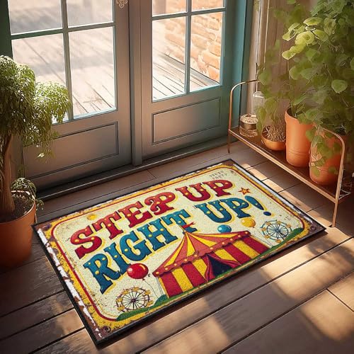 FZFN Retro-Teppich "Step Up Right Up: A Vintage Circus Carnival Sign" Fußmatte Home Sweet Home Teppich Fußmatten für Hauseingang (65 x 90 cm) von FZFN