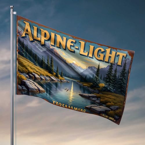 Flaggen für Jungs Alpenlicht: Eine ruhige Berglandschaft bei Sonnenuntergang Flagge Teen Stuff Hinterhof Bar Dekor (152 x 244 cm) von FZFN