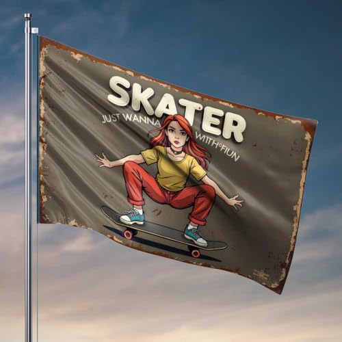 Flaggen für Jungs Skater Girl: Just Wanna Have Fun Flagge Teen Stuff Hinterhof Bar Dekor (30 x 45 cm) von FZFN