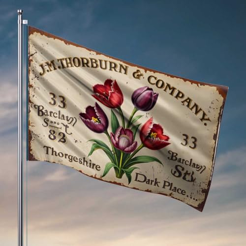 Flaggen für Mädchenzimmer, J.M. Thorburn & Company: Eine Vintage-Blumenwerbungsflagge, Schlafzimmerflagge, Männerhöhlen-Zubehör und Dekoration (120 x 180 cm) von FZFN