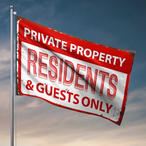 Flaggen für Schlafsäle, Privatgrundstück: Nur für Bewohner und Gäste, Wandflaggen für Jungs, Höhlenmann-Bar (60 x 90 cm) von FZFN