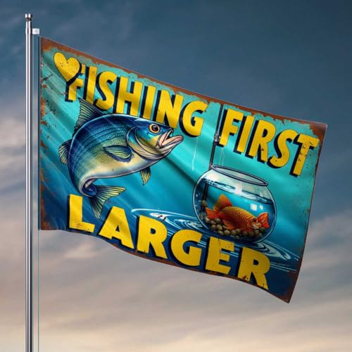 Flaggen für Studentenwohnheim, zum Angeln zuerst, fangen Sie größere Fischflagge, Herbstdekoration, Outdoor-Mädchen-Flaggen für Schlafzimmer (120 x 180 cm) von FZFN