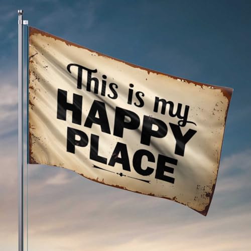 Flaggen für Studentenwohnheime "Embrace Your Bliss: Declaring "This Is My Happy Place", Herbstdekoration, Outdoor-Mädchen-Flaggen für Schlafzimmer (152 x 244 cm) von FZFN