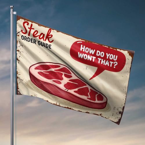 Flags For Dorms Steak Order Guide: How Do You Want That? Flags Wall Flags For Guys Cave Man Bar (152 x 244 cm) von FZFN