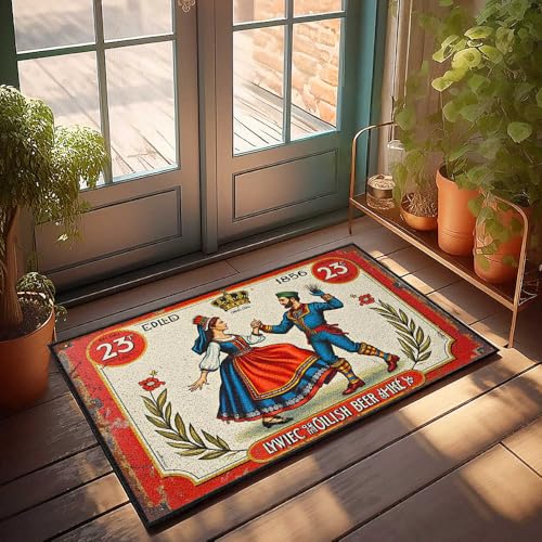 Funny Bathroom Rugs Vintage 1856 Lithograph Of Royal Couple Dancing With Floral Accen Fußmatte Welcome-Ish Haustürschild Matte im Haus (65 x 90 cm) von FZFN