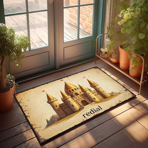 Fußmatte "Herbstes goldenes Schloss in der Wüste: Ein Fantasy-Abenteuer", Fußmatte für den Außenbereich, Eingang, Innentür, M (50 x 80 cm) von FZFN