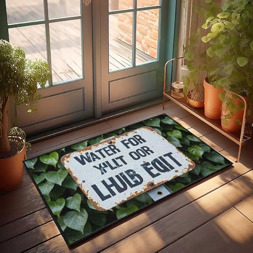 Fußmatte für Haustür, rostiges Schild mit verdorbenem Text inmitten üppigem Grün, Fußmatte, Haustür-Teppich, für drinnen und draußen, 40 x 60 cm Fußmatte für Haustür, rostiges Schild mit verdorbenem Text inmitten üppigem Grün, Fußmatte, Haustür-Teppich, für drinnen und draußen, 40 x 60 cm von FZFN