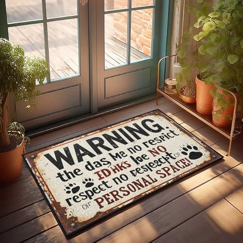 Fußmatte für den Außenbereich, "Respect My Personal Space": Ein Warnschild für Hundeliebhaber! Fußmatte mit Aufschrift "Welcome Door Mats for Outside Entry Desk Floor Mat" (50 x 80 cm) von FZFN