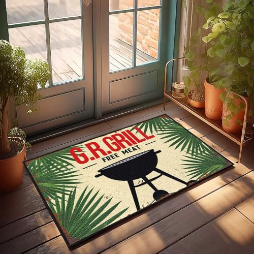 Fußmatten, lustiger Vintage-Stil, Motiv: G.R. Grill, mit kostenlosem Fleisch-Angebot, Fußmatte, Outdoor-Winterteppich, Raumzubehör für Herren (50 x 80 cm) von FZFN