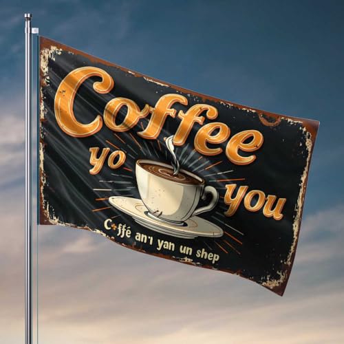 Gartenflagge, Herbstflaggen für Raumdekoration, dampfende Tasse Kaffee: ein warmes Getränk für Sie, lustige College-Dekoration (30 x 45 cm) von FZFN