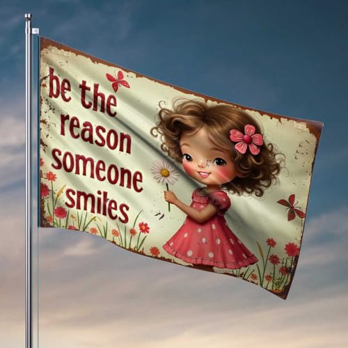 Gartenflagge Herbstflaggen als Raumdekoration, sei der Grund, warum jemand lächelt: Eine fröhliche Reise mit Blumen, lustige College-Dekoration (30 x 45 cm) von FZFN