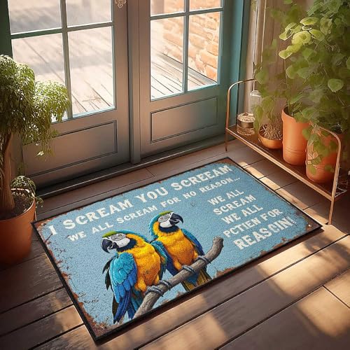 Große Fußmatte für den Außenbereich, Papageienpaar, sitzend: Eine bunte Erinnerung an unsere gemeinsame menschliche Natur-Fußmatte, Schreibtisch-Bodenmatte, Urlaubsteppich (65 x 90 cm) von FZFN