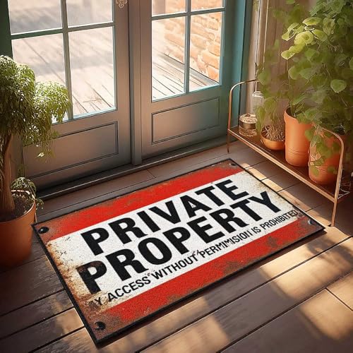 Große Fußmatte für den Außenbereich, Privatgrundstück: Unbefugter Zugriff, verbotenes Schild, Fußmatte, Haustürvorleger, Außentür für Haustür (40 x 60 cm) von FZFN