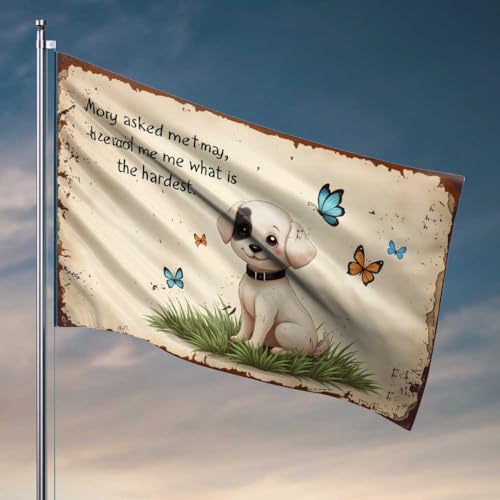 Heimdekoration für Männer, bezaubernder Welpe mit bunten Schmetterlingen: eine herzerwärmende Szenenflagge, Retro-Dekor-Flagge für Schlafzimmer (152 x 244 cm) von FZFN
