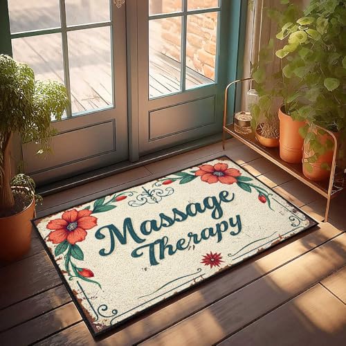 Herbstmatten für Haustür, Vintage-Massagetherapie-Schild mit Blumendekorationen, Fußmatte, Willkommensmatte, Frühlingsmatte, Küchenmatten (50 x 80 cm) von FZFN