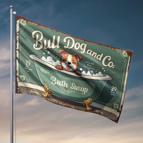Home Decor für Männer Bulldogge Badeseife: Vintage Pet Care Essentials Flagge Retro Dekor Flagge für Schlafzimmer (30 x 45 cm) von FZFN