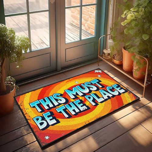 Kleine Fußmatte mit lebendigem Retro-Poster: "This Must Be The Place" Fußmatte, Hauswaren, Veranda-Matten für Haustür im Freien (40 x 60 cm) von FZFN
