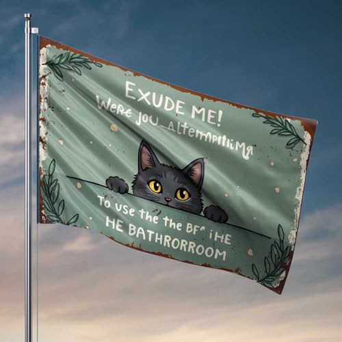 Lustige Bar-Dekoration, neugierige Katze, die schaut: "Exude Me! Were You Attempting To Use The Ba Flag Pool Decorations Outdoor Teen Boy Room Decor(120 x 180 cm) von FZFN
