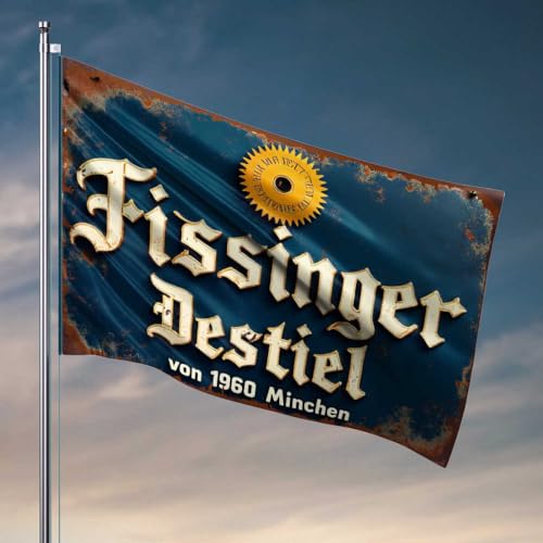 Lustige Flaggen Fissinger Destiel: Ein zeitloses Münchener Getränkevermächtnis seit 1960, Outdoor-Dekorationen für Terrassenflaggen für Jungenzimmer (30 x 45 cm) von FZFN