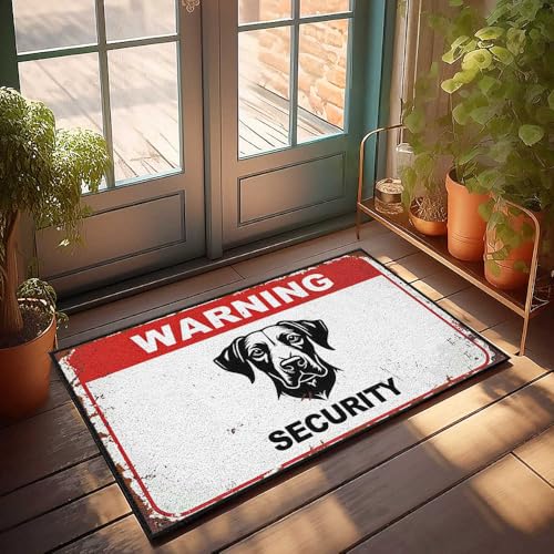Lustige Fußmatte für Zuhause, Warnung: Sicherheitsmatte mit Hundewarnung, für Haustür, Outdoor, rutschfeste Matte (50 x 80 cm) von FZFN