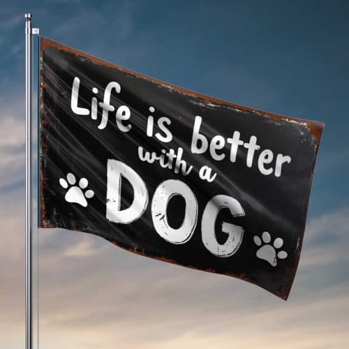 Lustige Wohnheim-Dekoration, "Life Is Better With A Dog: A Heartfelt Message For Pet Lovers", Raumflagge für Mädchen, Männerhöhle, Möbel (30 x 45 cm) von FZFN