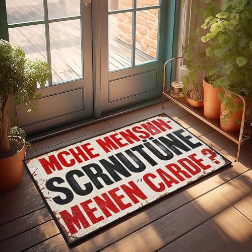 Lustiger Badezimmerteppich, Aufschrift "Who Scratches Their Head?" - Deutsches Rätselschild Fußmatte "Welcome-Ish" Haustürschild Matte im Haus (50 x 80 cm) von FZFN
