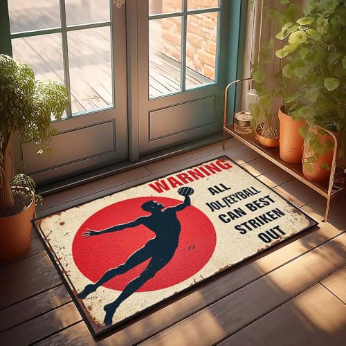 Lustiger Badezimmerteppich, Motiv: Jolleyball Warnung: Strike Out For Success! Fußmatte Welcome-Ish Haustürschild Matte im Haus (50 x 80 cm) von FZFN