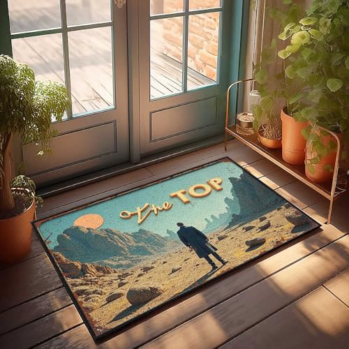 Lustiger Badezimmerteppich, Motiv: Mann im Anzug, steht vor weitläufiger Wüstenlandschaft mit "The Top" Te Fußmatte "Welcome-Ish", Türschild, Matte im Haus (40 x 60 cm) von FZFN