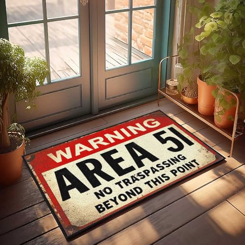 Lustiger Badezimmerteppich, Türschild mit Aufschrift "No Trespassing Beyond This Point", 40 x 60 cm von FZFN