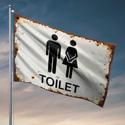 Lustiges Bar-Dekor, rustikales Toilettenschild: geschlechtsneutrales Badezimmer-Symbol, Flagge, Pool-Dekorationen, Outdoor, Teenager, Jungen, Raumdekoration (152 x 244 cm) von FZFN