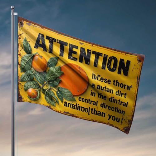 Lustiges Bar-Dekor, rustikales Warnschild mit Orangen: "Achtung! Diese werfen eine Rotte-Flagge, Pool-Dekorationen, Outdoor, Teenager, Jungen, Raumdekoration (152 x 244 cm) von FZFN
