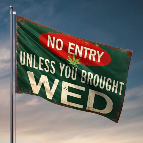 Lustiges Bar-Dekor "No Entry Unless You Brought Weed", Flagge, Pool-Dekoration, Outdoor, Teenager, Jungen, Raumdekoration (30 x 45 cm) von FZFN