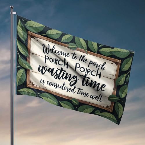 Lustiges Wohnheim-Dekor, entspannendes Veranda-Schild: Time Wasted Is Well Spent, Raumflaggen für Mädchen, Männer, Höhlenmöbel, 30 x 45 cm von FZFN