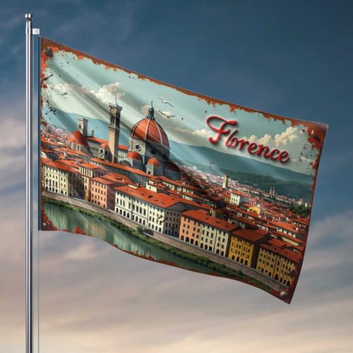 Männerhöhle Dekor und Zubehör Vintage Florenz: Eine Postkarte aus dem Herzen Italiens, Flagge, Geschenke für Heimdekoration, Spielzimmer-Zubehör (120 x 180 cm) von FZFN