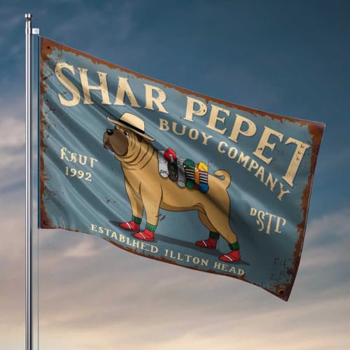 Männerhöhlendekoration und Zubehör, Shar-Peis in Socken: The Boje Company schrullige Mode-Linie, Flagge, Geschenke für Heimdekoration, Spielzimmer-Zubehör (152 x 244 cm) von FZFN