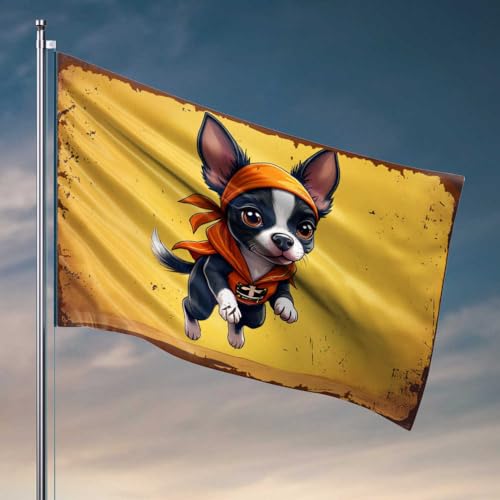 Man Cave-Dekor und Zubehör, Superheld, Chihuahua, der tapfere Hund in Aktion! Flagge, Geschenke für Heimdekoration, Spielzimmer-Zubehör (152 x 244 cm) von FZFN