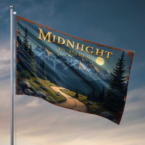 Raumflaggen für Jungs, Mitternacht in Parll's: Eine ruhige Bergreise unter dem vollen Moo Flagge, für Herren, Cabe-Dekor, lustige Wohnheim-Flaggen (30 x 45 cm) von FZFN