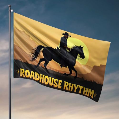 Raumflaggen für Jungs, Rodeo-Rhythmus: Sonnenuntergang, Abenteuer-Flagge, Kabinendekoration, lustige Wohnheim-Flaggen (60 x 90 cm) von FZFN