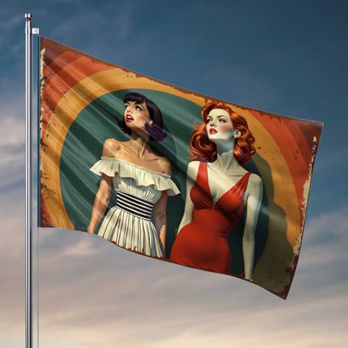 Raumflaggen für Jungs, lebendige Retro-Mode: Ein schillerndes Duo in klassischen Stilen, Flaggendekoration für Männerhöhle, Flagge für Schlafzimmer (30 x 45 cm) von FZFN