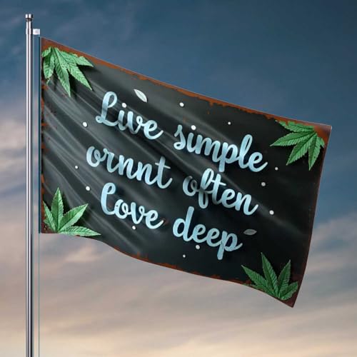 Raumflaggen für Jungs Chill Vibes: Live Simple, Smoke Often, Love Deep Flag Man Cabe Decor Lustige Wohnheim-Flaggen (120 x 180 cm) von FZFN