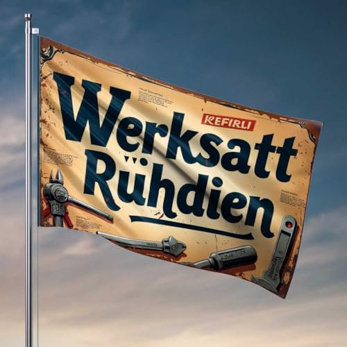 Refirli Schlafzimmerflaggen: Vintage-Schweizer Industriewerkzeuge, Werbungsflagge für Herren, Schlafzimmer-Zubehör (120 x 180 cm) von FZFN