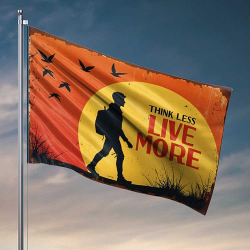 Schlafzimmerflaggen Embrace Adventure: Think Less, Live More Flaggen für Herren, Schlafzimmer-Zubehör (60 x 90 cm) von FZFN