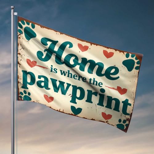 Schlafzimmerflaggen "Home Sweet Home: Where Every Pawprint Matters", Flaggen für Herren, Schlafzimmer-Zubehör (152 x 244 cm) von FZFN