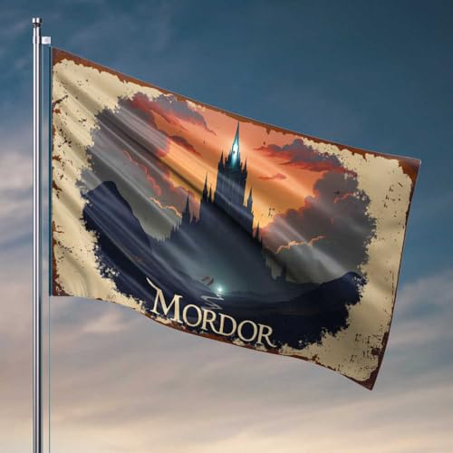 Schlafzimmerflaggen Mystic Castle of Mordor: Eine Fantasie-Landschaftsflagge für Herren, Schlafzimmer-Zubehör (152 x 244 cm) von FZFN