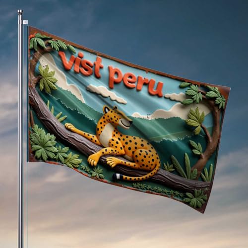 Veranda-Flagge, Dschungel-Abenteuer: Entspannender Gepard auf Ast, Raumflaggen für Mädchen, Zimmerflaggen für Teenager (152 x 244 cm) von FZFN