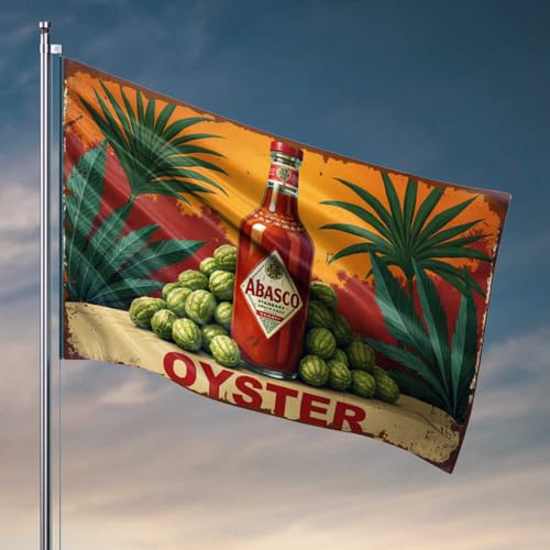 Wandflaggen für Jungs Abasco Hot Sauce: A Culinary Journey To Oyster Heaven Flagge Western Home Decor Outdoor Bar Dekor (120 x 180 cm) von FZFN