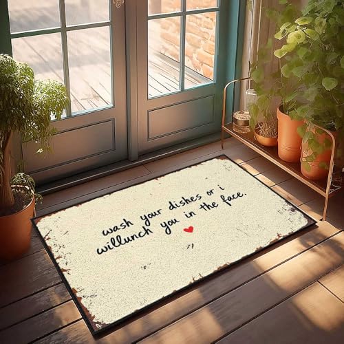 Willkommensmatte "Fall Love": Geschirr waschen oder Mittagessen ins Gesicht. Fußmatte Willkommensmatten für den Innenbereich, 50 x 80 cm von FZFN