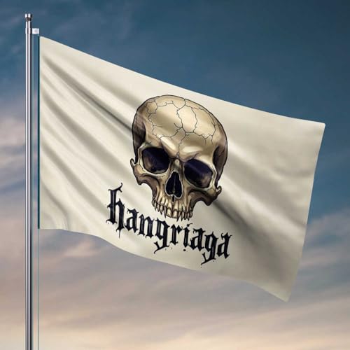 Wohnheim-Dekorationen für College-Jungs, Totenkopf-Design mit gotischem Text "Hangriaga", Flagge, Markierungsflagge, 30 x 45 cm von FZFN