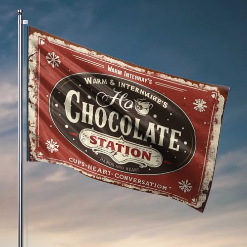 Wohnheim-Dekorationen für College-Jungs, gemütliche heiße Schokoladenstation: Wärme, herzliche Gespräche und Flagge, Fitnessstudioflagge, Markierungsflaggen (120 x 180 cm) von FZFN